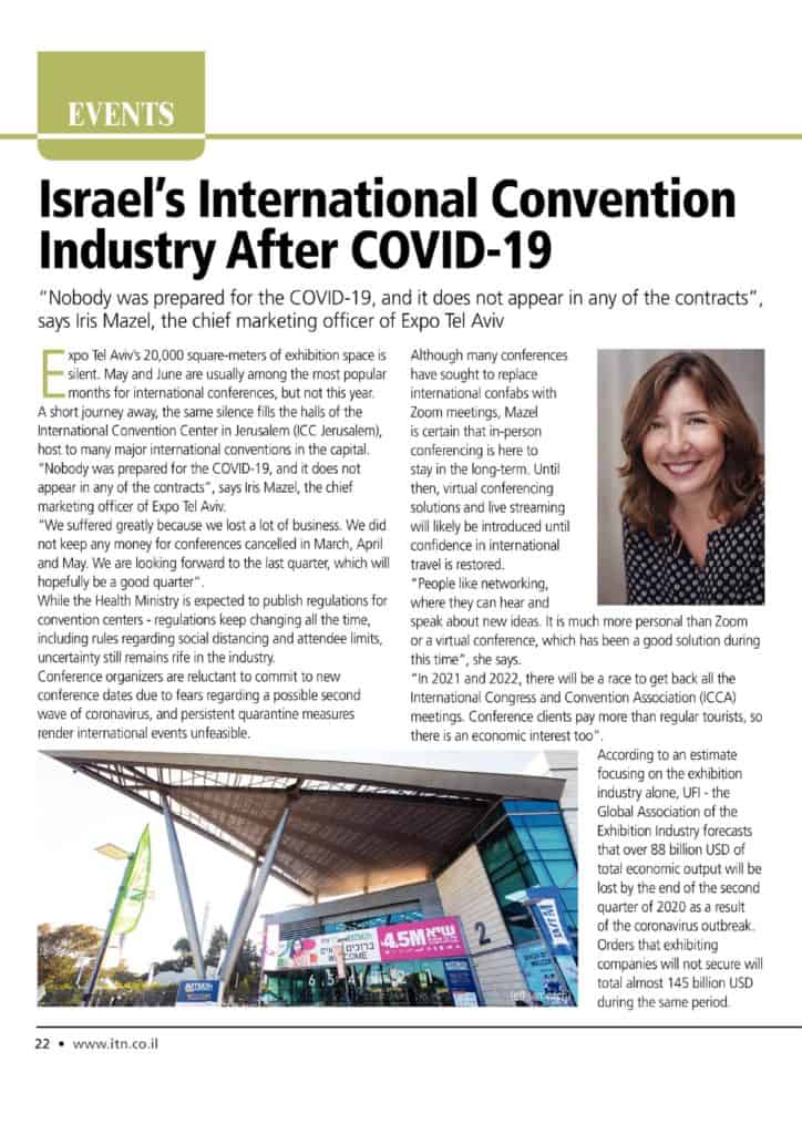 ITN article - Israel's International Convention Industry After Covid-19